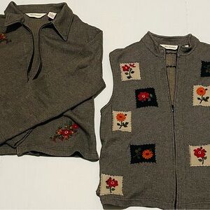 Bechamel, Two-Piece, Herringbone Embroidered Jacket and Vest Set